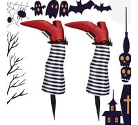Piquets de jardin d'Halloween Pattes de sorcière inversées Piquets au sol | Décorations d'extérieur d'Halloween adaptées au pot de fleurs, aux allées de jardin, au garage, à la terrasse, à l'arbre