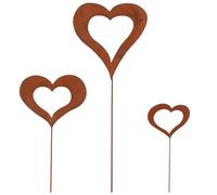 Piquets de Jardin en Forme de cœur, 3 pièces, 8, 5, 5 et 4, piquets Jardin décoratifs Couleur Rouille avec Long Piquet, Cour en Fer Robuste pour décorations