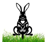 Piquets de jardin en forme de lapin - Décoration de cour de lapin, piquet silhouette de lapin noir, art artistique de cour | Sculpture de jardin silhouette d'animal, charmante décoration de Pâques