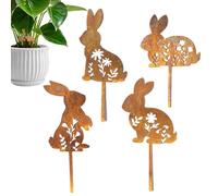Piquets De Jardin en Forme De Lapin, Piquets De Pelouse en Forme De Lapin | Piquet De Pot De De Lapin Iron Art - Petits Piquets De Jardinière en Forme De Lapin, Décorations Extérieures pour Pot