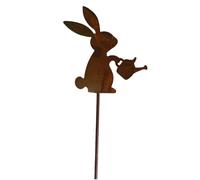 Piquets de jardin en métal avec lapins heureux pour l'extérieur, décoration de pelouses, décorations de Pâques