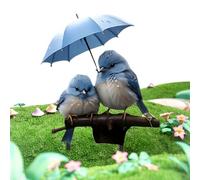 Piquets de jardin - Oiseau bleu avec parapluie en acrylique 2D plat, piquet pour , support en acier revêtu d'arbustes/vigne, pics d'insertion artistiques, bâtons de décoration pour pot de