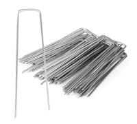 Piquets de Jardin,Piquets de Fixation en Acier Galvanisé Forme de U,150x40mm Ø 3mm,Piquet de Tente, pour Le Jardin, Le Paillis et Le Gazon Artificiel,pour Tissus de contrôle des Mauvaises Herbes (50)
