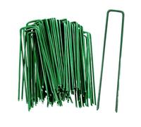 Piquets de Jardin Piquets de Jardin Robustes, agrafes Type U, piquets Fixation, Clous Sol, Broches Gazon(Green-15X4X0.3cm,50PCS)