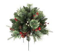 Piquets De Jardin - Poteau d'arbre De Noël avec Pommes De Pin, Branches De Baies Rouges, Panneau D'insertion De Décoration Artistique | pour Le Placement Au Sol sur Le Porche Au Printemps Près