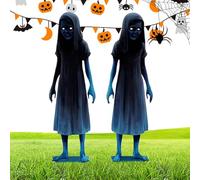 Piquets de Jardin pour Signes Décoratifs de Jumeaux Halloween,Signe en Métal pour Jumeaux Effrayants Pelouse et Jardin 2 Pièces - Décor Horreur pour Insertion Sol pour Porche Pelouse et Patio
