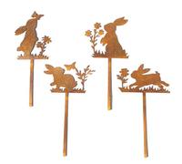 Piquets De Pelouse en Forme De Lapin, Piquets en Métal pour Lapin,Piquet De Pot De De Iron Art - Petits De Jardinière en Forme De, Décorations Extérieures pour Pot De
