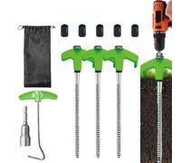 Piquets de sol, piquets à visser de 25,4 cm | Piquets de prairie en métal | pour trampoline, auvent gonflable, pelouse, jardin, extérieur, cour, camping