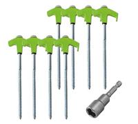 Piquets De Tente 8Pcs Camping Pegs Drill in with Hex Socket Heavy Duty Spiral Screw Tent Stakes in(Green)