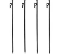 Piquets de Tente de Camping en Acier 40cm Lot de 4 Noirs | Ancrage pour Haubans et Toile, Support Stable en Extérieur, Insertion Ferme le Sol