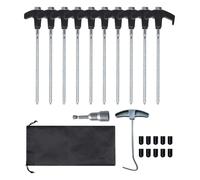 Piquets de Tente en Acier 10 Pièces, Sardines de Fixation 20CM avec Filetage, Ancrage au Sol pour Camping et L‘extérieur, Sol Dur, Tente De Sardines Camping, Jardin, Tarp