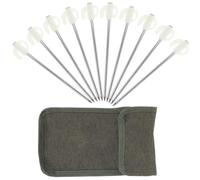 Piquets de Tente en Acier Inoxydable avec Paquet, Camping Extérieur | Embout Lisse et Renforcé, Conception Courbée, Visibilité Nocturne, Retrait Facile, pour Abris, Jardins et Bivouacs