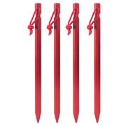 Piquets de Tente en Alliage d'aluminium 4 pièces, piquets de Jardin de Support de Plante, Clous Robustes en métal, Pointes métalliques de Tente pour hamacs de Camping au Sol (Rouge (4 pour 1 Vendu))