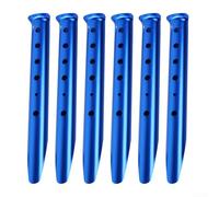 Piquets de tente en aluminium en forme de U pour une mise à la terre sécurisée, 6 piquets pour le camping et les aventures en plein air (bleu)
