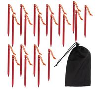 Piquets de Tente en Forme de V, 20pcs en Alliage d'Aluminium Résistant avec Cordes pour Camping Extérieur, Piquets de Jardin Léger et Imperméable de 23cm pour Une Installation Sécu (Rouge)