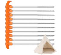 Piquets de tente, piquets de tente en métal | 10 pièces Garden Stakes Bâtons de camping - Bâtons métalliques inoxydables Pointes de clous robustes pour tentes familiales, patio et toit de gazon
