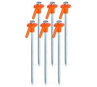 Piquets de tente - REDCLIFFS - Lot de 6 - 5x21 cm - Métal galvanisé - Anticorrosion - Extrémités orange - Ergonomiques