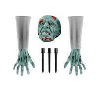 Piquets Décoratifs Halloween | Piquets Jardin Squelette Tête et Mains | Décorations Extérieures de Cimetière pour Ambiance de Fête sur Pelouse Allée Chemin