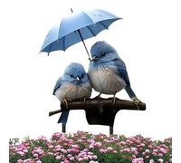 Piquets Décoratifs pour Jardin - Insert Plat en Acrylique 2D pour Pelouse - Oiseau Bleu avec Parapluie Résistant aux Intempéries Signal d'Insertion Extérieur pour Décor de Jardin Parcours