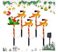 Piquets d'extérieur pour lumières solaires de Noël,piquets de Noël solaires,5X Lampes de en Forme d'élan - Décorations extérieures pour allée de Cour de Patio de Jardin, éclairage paysag