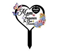 Piquets en métal colorés personnalisés pour cimetière en forme de papillon et de fleurs pour la perte de mère, maman éternelle dans nos cœurs, décorations de jardin, décoration de condoléances