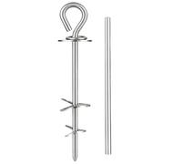 Piquets pour Chien, ancrage au Sol en Spirale en Acier Inoxydable 304 Robuste avec Pivot à 360° et Anti-emmêlement pour Grands Chiens jusqu'à 80kg, Camping en extérieur (L, Argent)