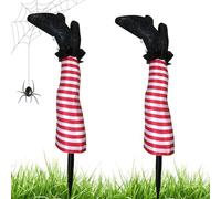 Piquets pour jambes de sorcière maléfique - Piquets de jardin avec pattes de sorcière, fournitures amusantes pour fêtes d'Halloween | 1 paire de pattes de sorcière pour décoration de jardin, ornement