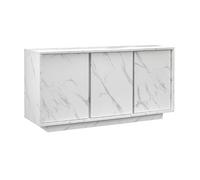 PIRALIA - Buffet 3 Portes Aspect Marbre Blanc