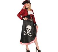 Pirate Aventurière Costume de Carnaval Corsaire Trésor de Pirate Exploratrice courageuse Brigand Elégance Jolly Roger, Taille : 44 - 46 (XL) Couleur : Gris