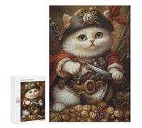 Pirate Cat Treasure Chest-5 Puzzle 300 Pièces Educa Jouet en Bois Cadeau Unique Décoration Intérieure Jeu Éducatif Challenge Toy Adultes Et Enfants À Partir De 14 Ans 300 PCS