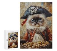 Pirate Cat with Treasure Chest-2 Puzzle 1000 Pièces Educa Jouet en Bois Cadeau Unique Décoration Intérieure Jeu Éducatif Challenge Toy Adultes Et Enfants À Partir De 14 Ans 300 PCS