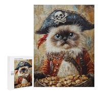 Pirate Cat with Treasure Chest-2 Puzzle 1000 Pièces Educa Jouet en Bois Cadeau Unique Décoration Intérieure Jeu Éducatif Challenge Toy Adultes Et Enfants À Partir De 14 Ans 500 PCS