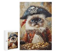 Pirate Cat with Treasure Chest-2 Puzzle 1000 Pièces Educa Jouet en Bois Cadeau Unique Décoration Intérieure Jeu Éducatif Challenge Toy Adultes Et Enfants À Partir De 14 Ans 1000 PCS