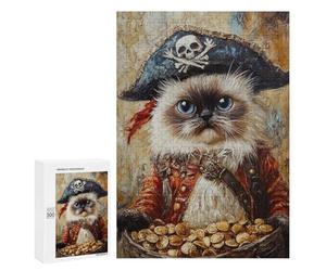 Pirate Cat with Treasure Chest-2 Puzzle 300 Pièces Educa Jouet en Bois Cadeau Unique Décoration Intérieure Jeu Éducatif Challenge Toy Adultes Et Enfants À Partir De 14 Ans 300 PCS
