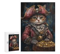 Pirate Cat with Treasure Chest-3 Puzzle 1000 Pièces Educa Jouet en Bois Cadeau Unique Décoration Intérieure Jeu Éducatif Challenge Toy Adultes Et Enfants À Partir De 14 Ans 300 PCS