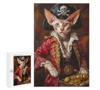 Pirate Cat with Treasure Chest Puzzle 1000 Pièces Educa Jouet en Bois Cadeau Unique Décoration Intérieure Jeu Éducatif Challenge Toy Adultes Et Enfants À Partir De 14 Ans 1000 PCS