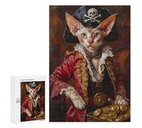 Pirate Cat with Treasure Chest Puzzle 300 Pièces Educa Jouet en Bois Cadeau Unique Décoration Intérieure Jeu Éducatif Challenge Toy Adultes Et Enfants À Partir De 14 Ans 300 PCS