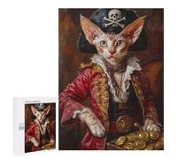 Pirate Cat with Treasure Chest Puzzle 500 Pièces Educa Jouet en Bois Cadeau Unique Décoration Intérieure Jeu Éducatif Challenge Toy Adultes Et Enfants À Partir De 14 Ans 500 PCS