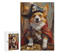 Pirate Corgi with Treasure Chest Puzzle 300 Pièces Educa Jouet en Bois Cadeau Unique Décoration Intérieure Jeu Éducatif Challenge Toy Adultes Et Enfants À Partir De 14 Ans 300 PCS