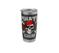 Pirate Crew Jolly Roger Drapeau et crâne Crossbones Halloween Gobelet isotherme en acier inoxydable double paroi