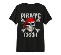 Pirate Crew Jolly Roger Drapeau et crâne Crossbones Halloween T-Shirt Haut de Gamme
