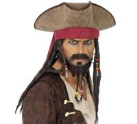 Pirate Déguisement Chapeau Cuir Look & Dreadlocks & Perles Jack Par Smiffys