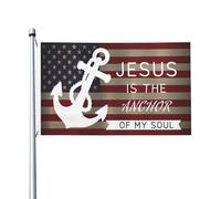Pirate Drapeaux Jésus Est L'Ancre De Mon Âme Drapeaux Personnalisé Parfait Drapeau Extérieur Pour Cadeau De Noë, Décoration D'Halloween, Terrasse, 90X150cm
