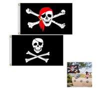 Pirate Flag for Pirate,Pirate Party Flag,Skull Flag,Pirate Flag with Eyelets,Jolly Roger Pirate Flag,Jolly Roger Flag Double Stitched,Pirate Flag for Kids Vivid Digital Print,2PC