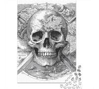 Pirate Flag Skull and Crossbones Puzzle 1000 Pieces Cadeau Unique Jeu Éducatif Défi Jouet À De Qualité Supérieure Peinture Art pour Adultes Et Enfants À Partir De 12 Ans 70x50cm/1000pcs