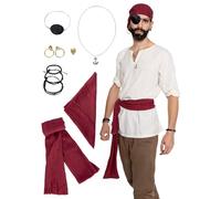 Pirate - Kit d'accessoires pour homme - Ensemble complet d'accessoires pour costumes de prédateurs - Carnaval, Halloween et fête à thème