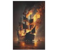 Pirate Ship,Bateau Puzzles Adulte 1000 Pieces Cadeau Famille Puzzle Classique 3D EnfantsJouet en Bois Cadeau Unique （78×53cm）
