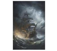 Pirate Ship,Bateau Puzzles Adulte 1000 Pieces Cadeau Famille Puzzle Classique 3D EnfantsJouet en Bois Cadeau Unique (78×53cm)