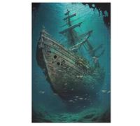 Pirate Ship,Bateau Puzzles Adulte 1000 Pieces Cadeau Famille Puzzle Classique 3D EnfantsJouet en Bois Cadeau Unique (78×53cm)