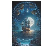 Pirate Ship,Bateau Puzzles Adulte 1000 Pieces Cadeau Famille Puzzle Classique 3D EnfantsJouet en Bois Cadeau Unique (78×53cm)